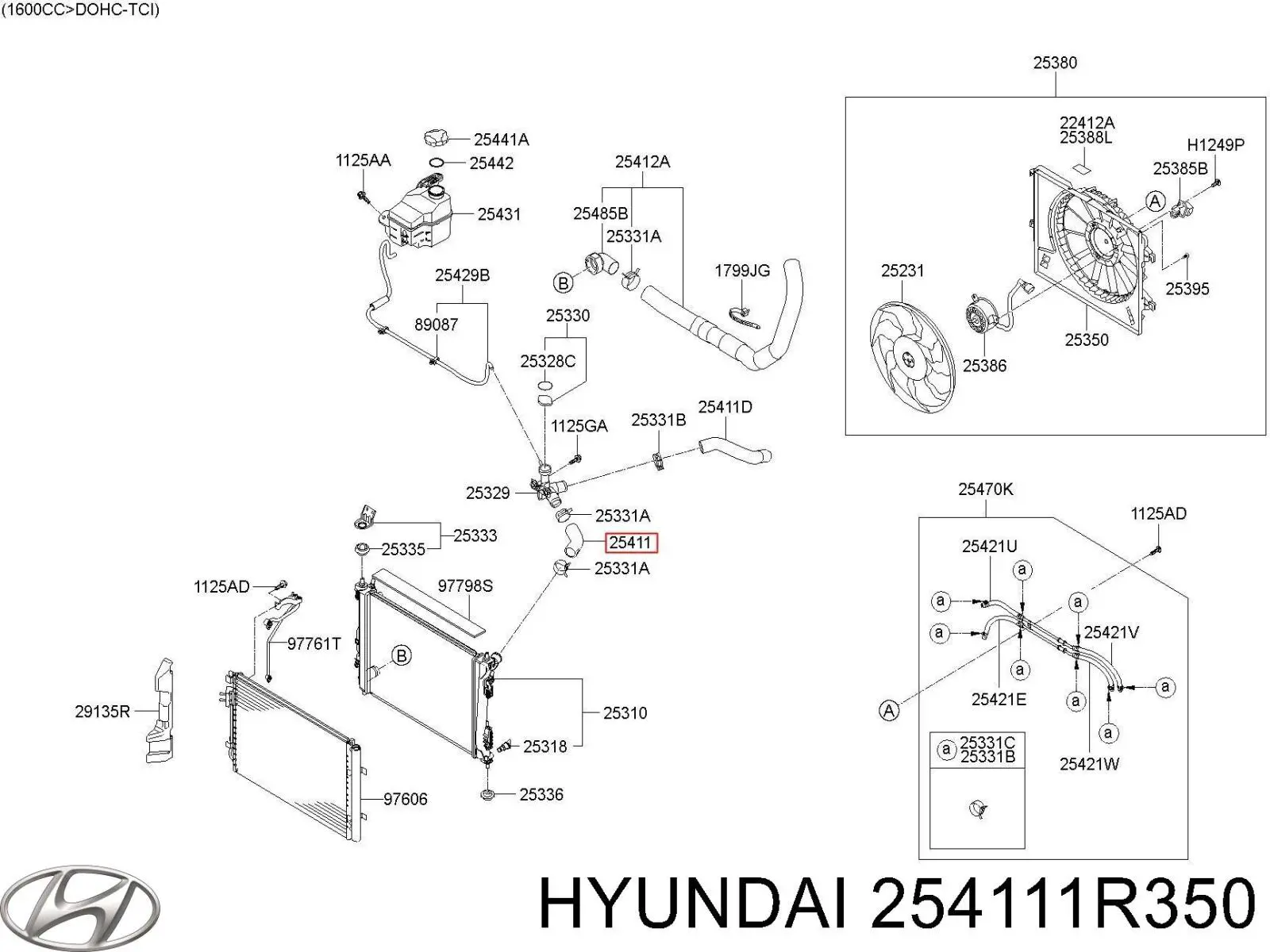 Compre 254111R350 Hyundai/Kia Mangueira (cano derivado) do radiador de esfriamento superior