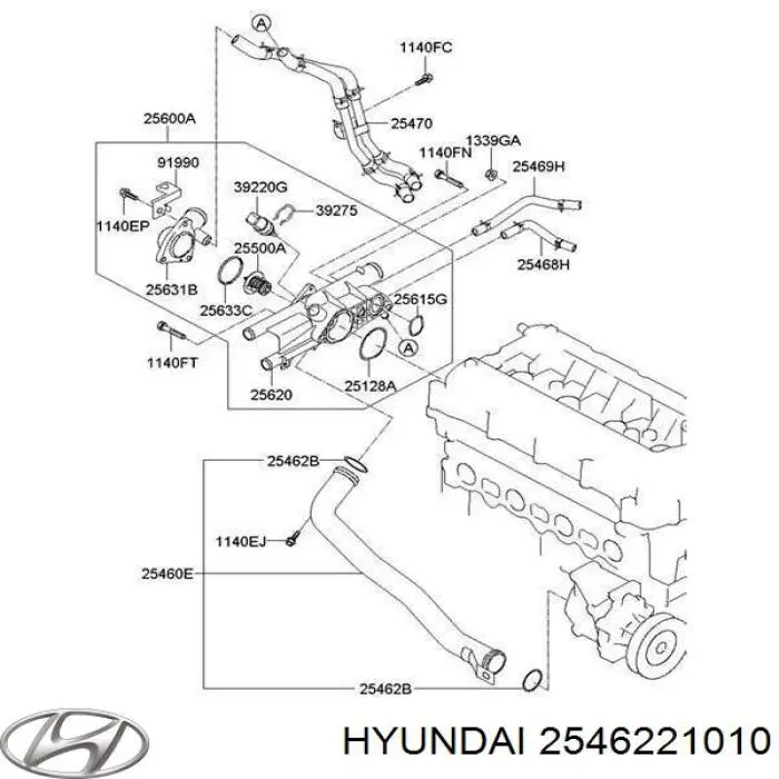 Compre 2546221010 Hyundai/Kia Vedante do flange (da união em T) do sistema de esfriamento