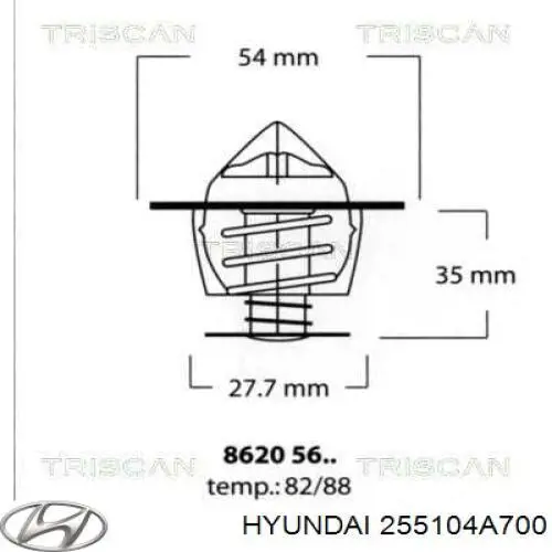 Termostato Hyundai/Kia 255104A700 preço, a partir de 16,29 USD