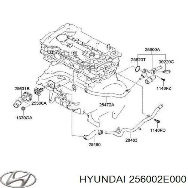 256002E000 Hyundai/Kia Caixa do termostato