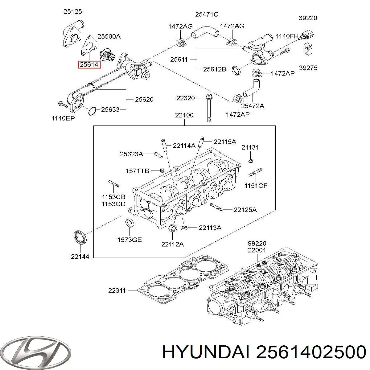 Vedante de termostato Hyundai/Kia 2561402500 preço, a partir de 3,74 USD