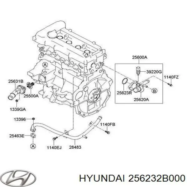 256232B000 Hyundai/Kia Vedante do flange (da união em T) do sistema de esfriamento