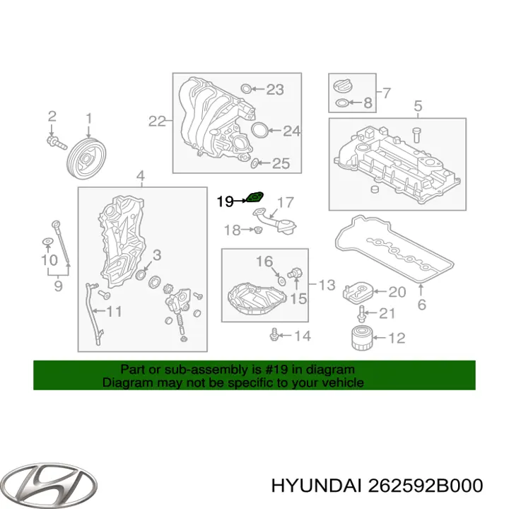 262592B000 Hyundai/Kia Vedante de receptor de óleo