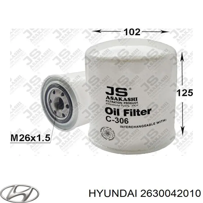 Compre 2630042010 Hyundai/Kia Filtro de óleo
