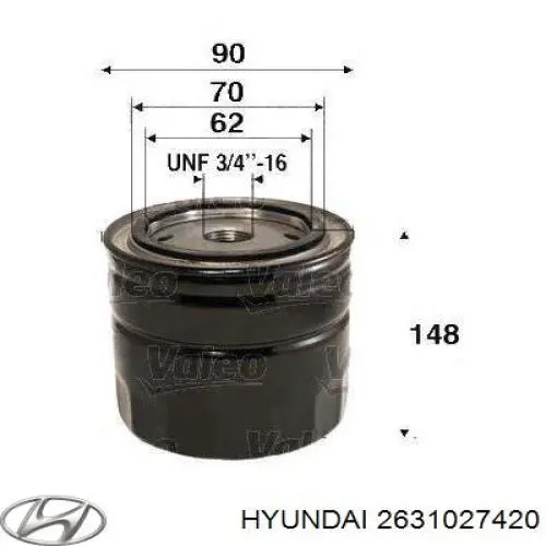 Filtro de óleo Hyundai/Kia 2631027420 preço, a partir de 21,32 USD