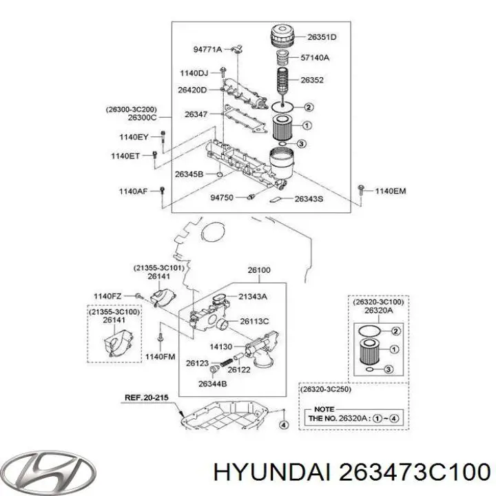 263473C100 Hyundai/Kia Vedante de cabeça de motor (CBC)