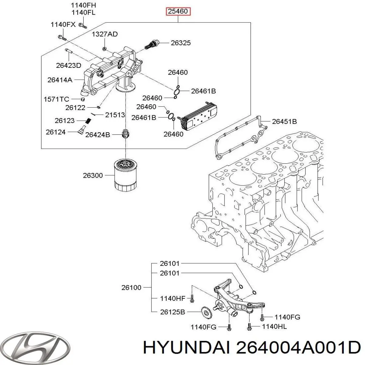 Radiador de óleo (frigorífico), debaixo de filtro Hyundai/Kia 264004A000 preço, a partir de 433,06 USD