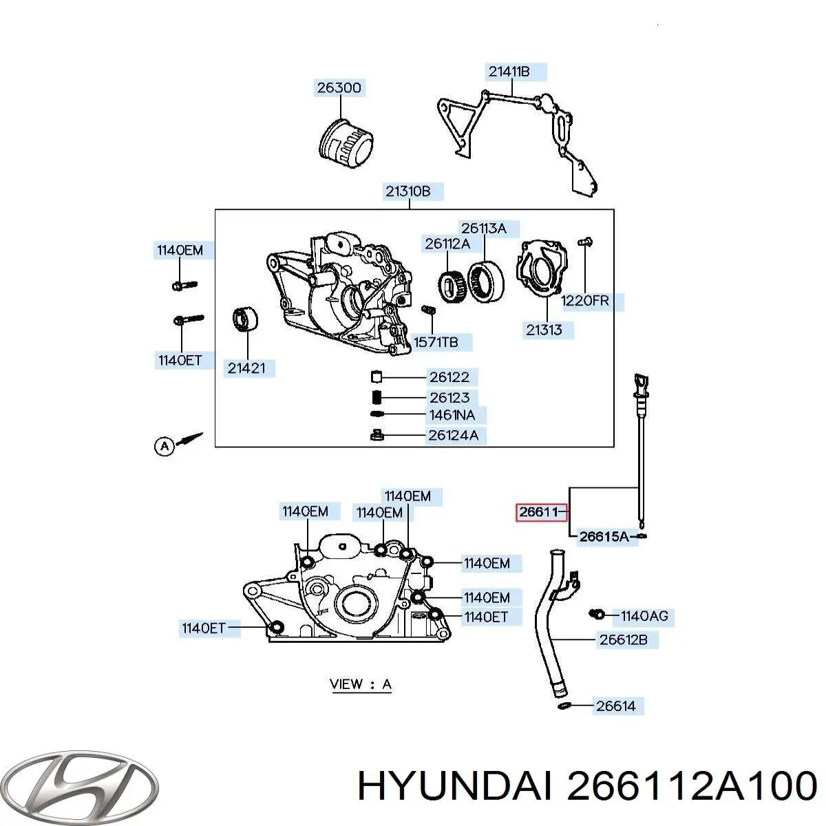266112A100 Hyundai/Kia Sonda (indicador) do nível de óleo no motor