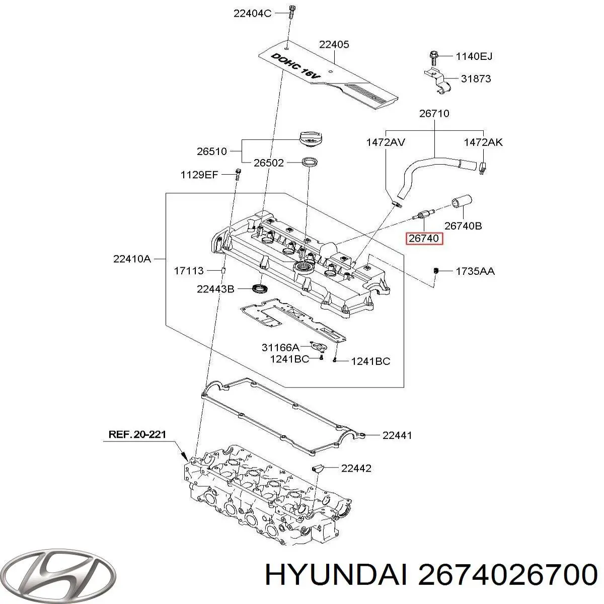 Válvula PCV de ventilação dos gases de cárter Hyundai/Kia 2674026700 preço, a partir de 20,31 USD