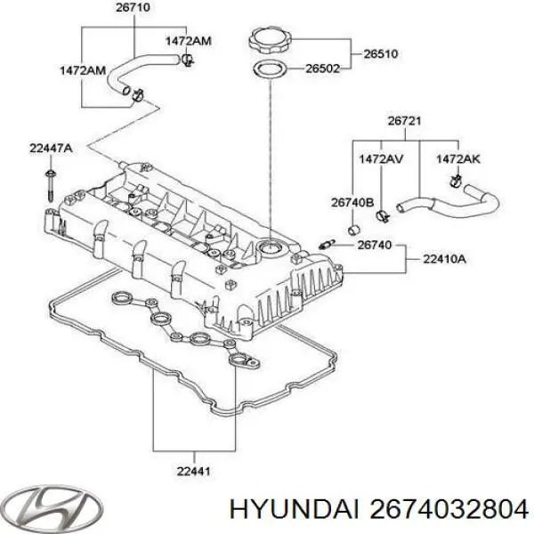 Compre 2674032804 Hyundai/Kia Válvula PCV de ventilação dos gases de cárter
