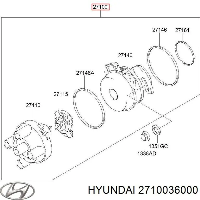 Distribuidor de ignição (distribuidor) Hyundai Galloper  JK