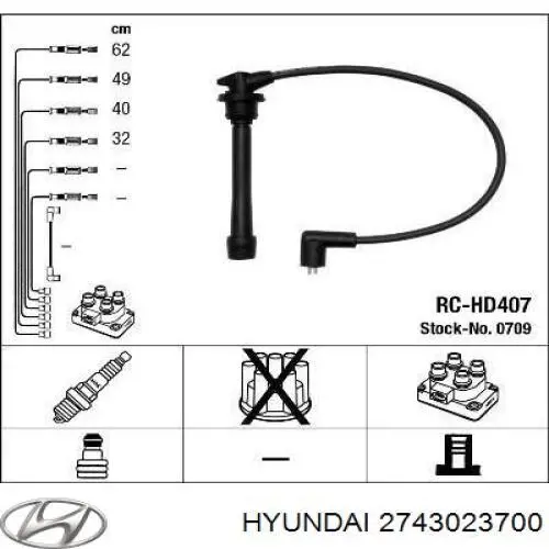 2743023700 Hyundai/Kia Fios de alta voltagem, kit