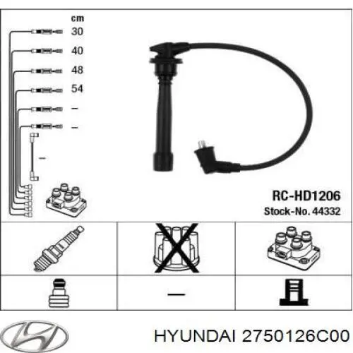 2750126C00 Hyundai/Kia Fios de alta voltagem, kit