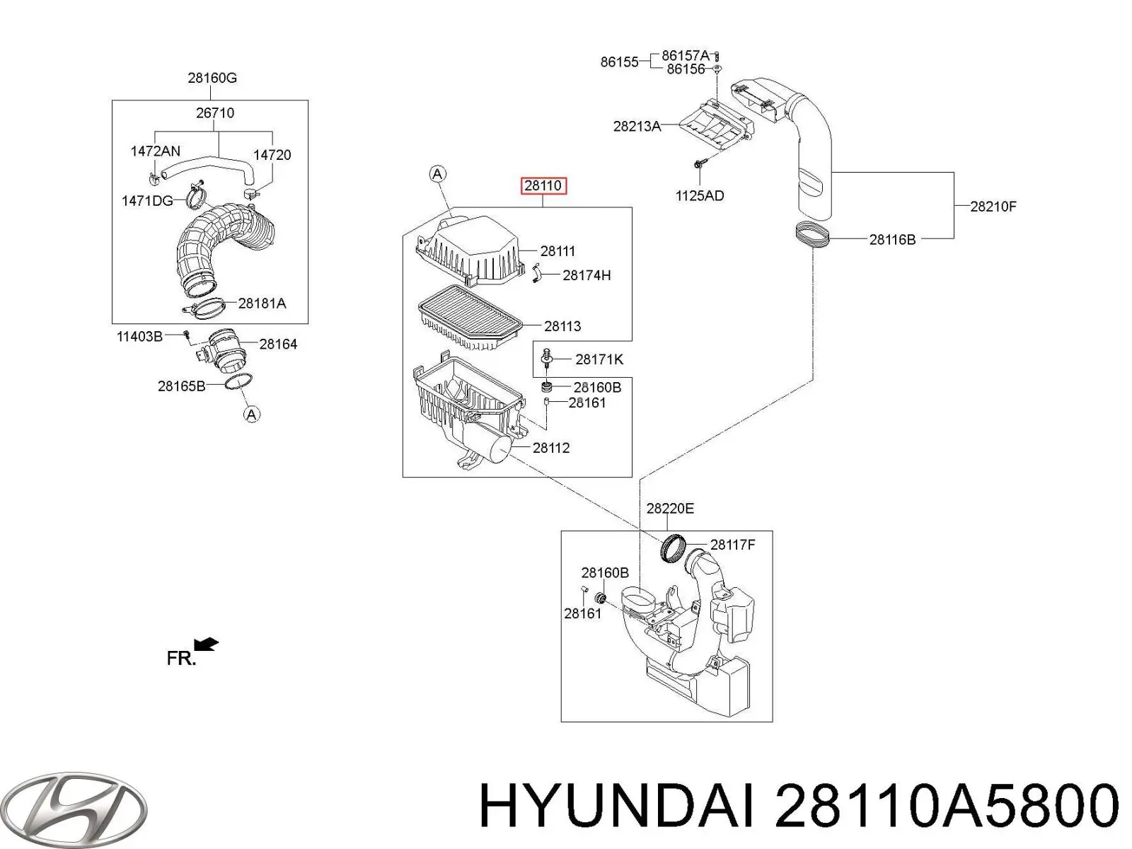 28110A5800 Hyundai/Kia Caixa de filtro de ar