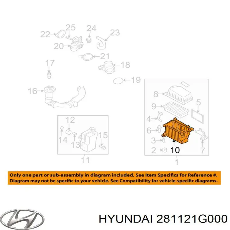 Compre 281121G000 Hyundai/Kia Caixa de filtro de ar, parte inferior