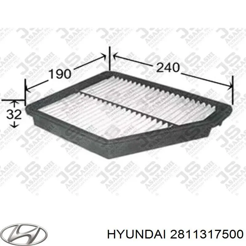 Filtro de ar Hyundai/Kia 2811317500 preço, a partir de 10,24 USD