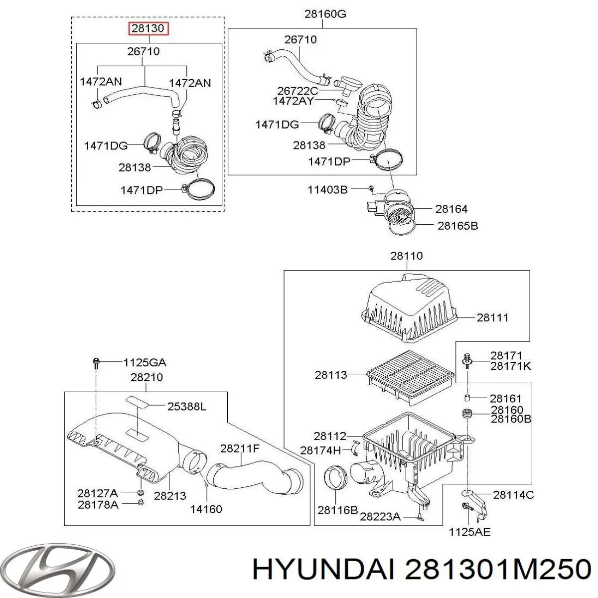 Cano derivado de ar, saída de filtro de ar Hyundai/Kia 281301M250 preço, a partir de 39,18 USD