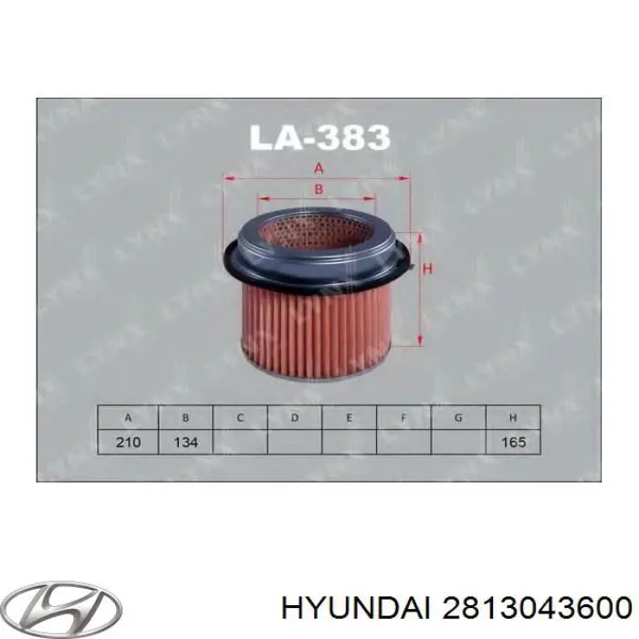 Filtro de ar 2813043600 Hyundai/Kia