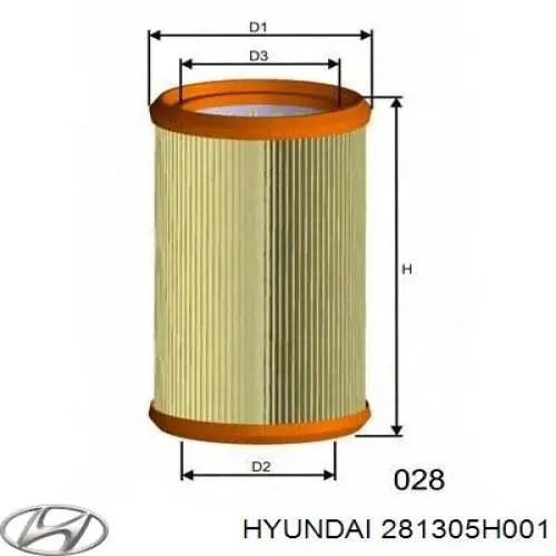 Filtro de ar Hyundai/Kia 281305H001