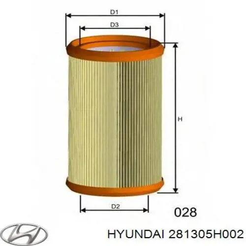 281305H002 Hyundai/Kia Filtro de ar