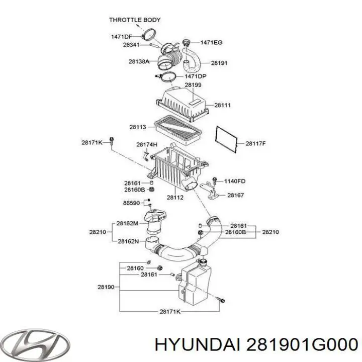 Ressonador de filtro de ar Hyundai/Kia 281901G000 preço, a partir de 21,42 USD