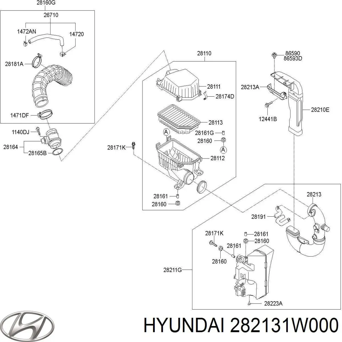 Compre 282131W000 Hyundai/Kia Tomada de ar de filtro de ar