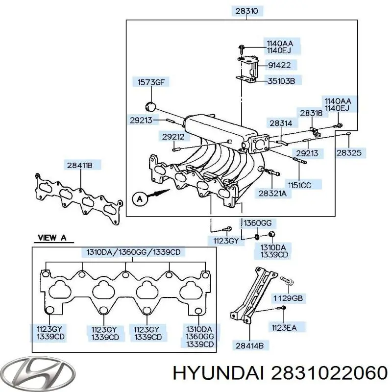 Tubo coletor de admissão Hyundai Accent I 