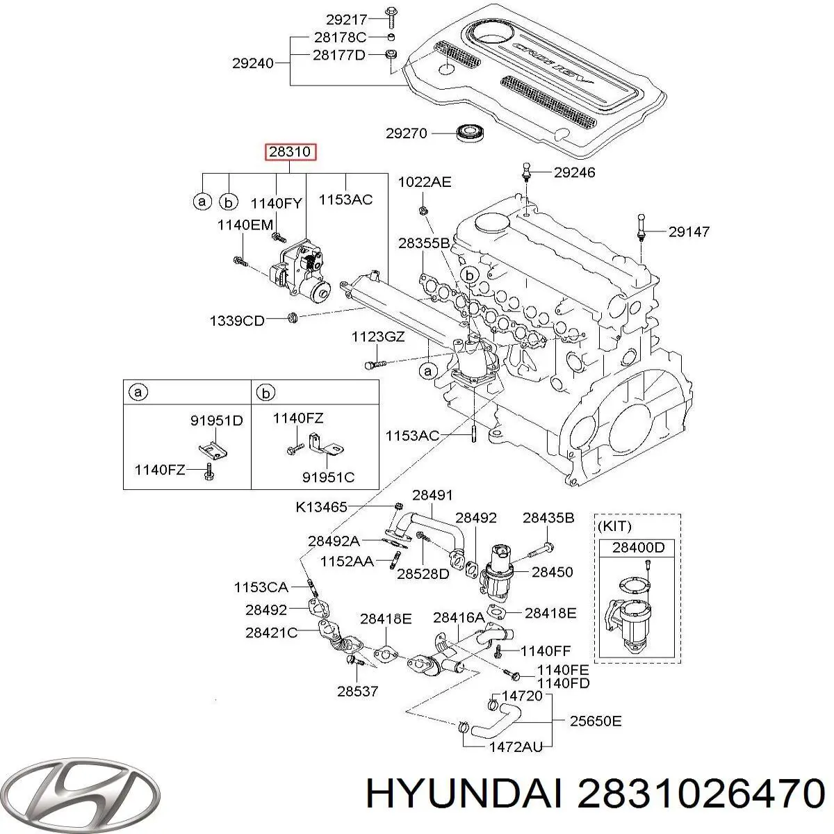 2831026470 Hyundai/Kia Tubo coletor de admissão