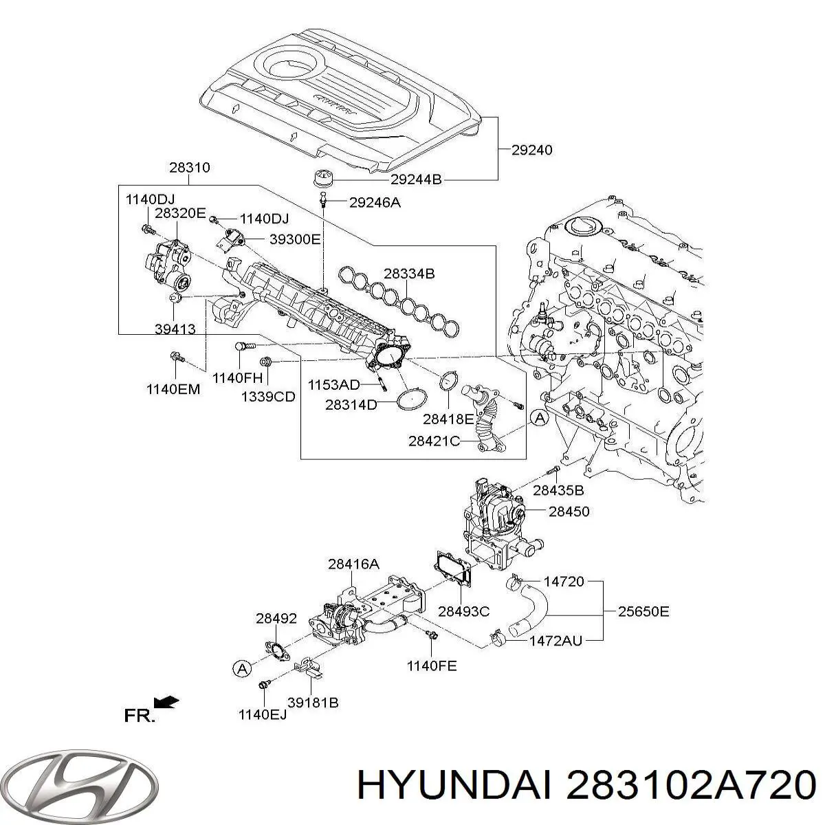 Tubo coletor de admissão Hyundai/Kia 283102A720 preço, a partir de 119,49 USD