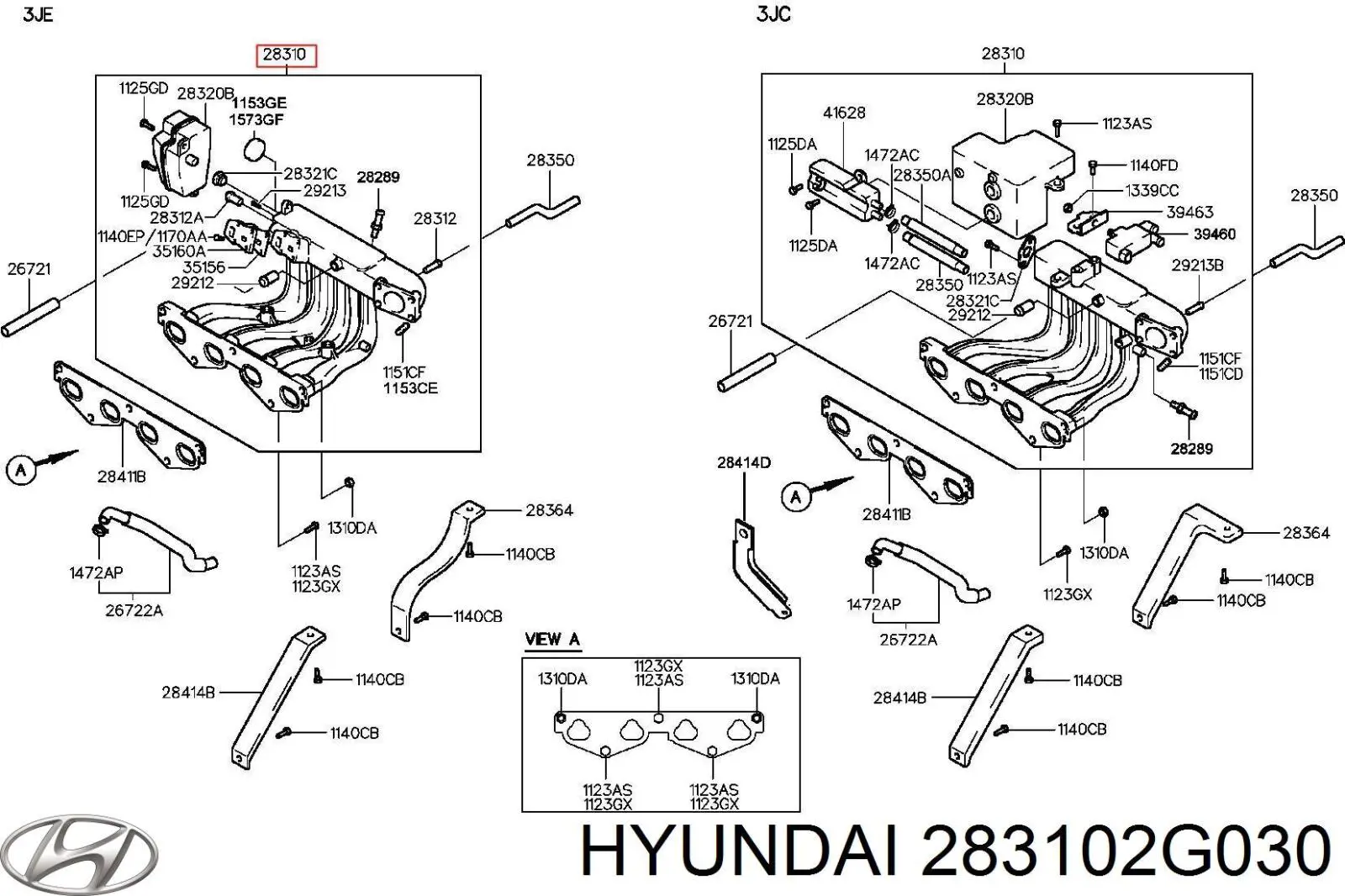 Tubo coletor de admissão Hyundai/Kia 283102G030 preço, a partir de 311,05 USD
