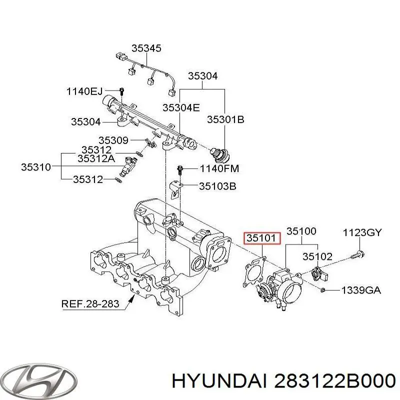 Vedante da válvula de borboleta Hyundai/Kia 283122B000 preço, a partir de 12,02 USD