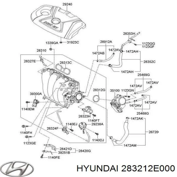 Válvula (atuador) de acionamento das comportas de tubo coletor de admissão Hyundai/Kia 283212E000 preço, a partir de 33,52 USD
