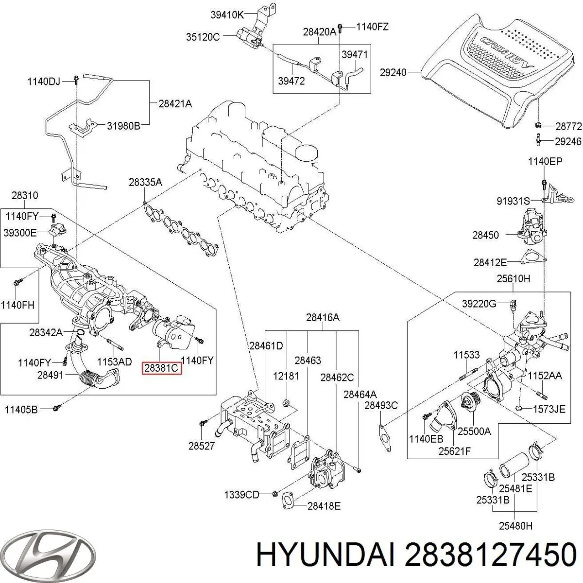Válvula (atuador) de acionamento das comportas de tubo coletor de admissão Hyundai/Kia 2838127450 preço, a partir de 132,65 USD