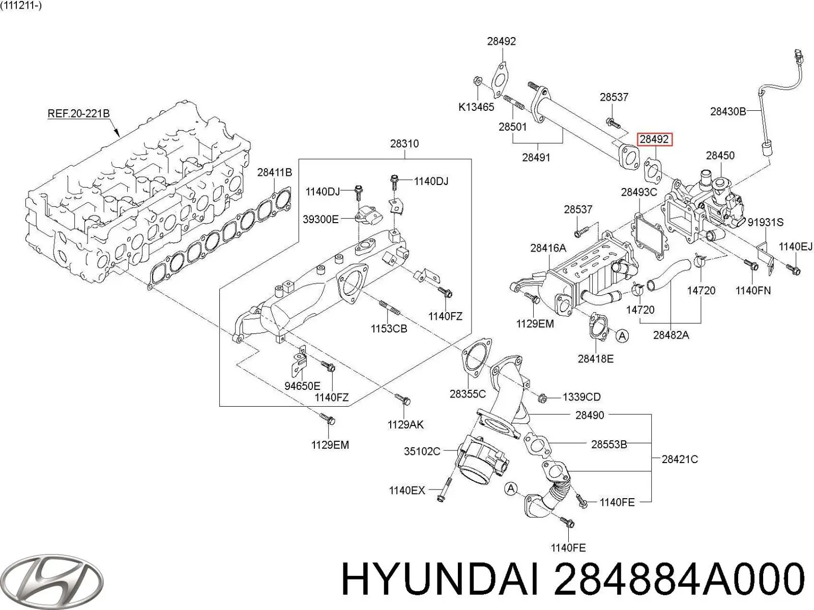 Vedante de refrigerador EGR do sistema de recirculação dos gases Hyundai/Kia 284884A000 preço, a partir de 7,31 USD