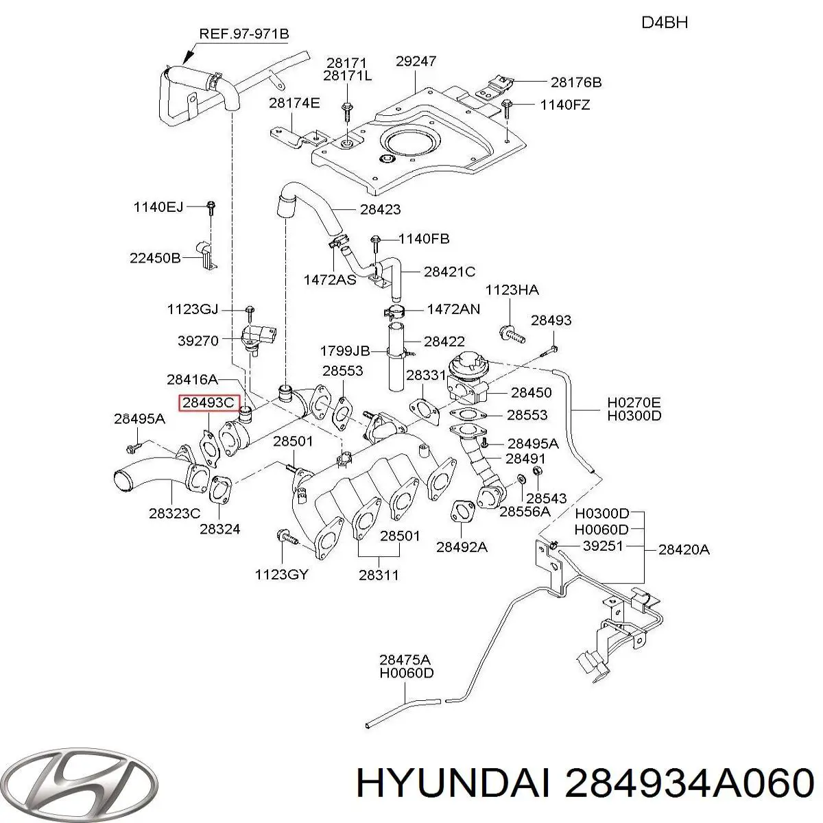 284934A060 Hyundai/Kia Vedante de válvula EGR de recirculação