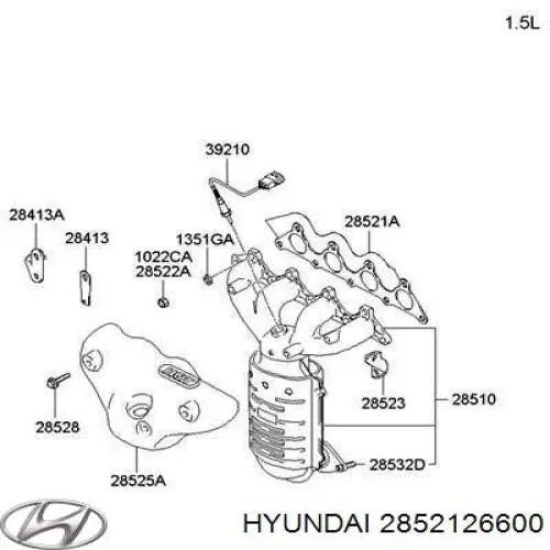 Vedante de tubo coletor de escape Hyundai/Kia 2852126600 preço, a partir de 9,62 USD