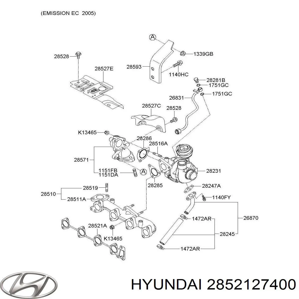Compre 2852127400 Hyundai/Kia Vedante de tubo coletor de escape