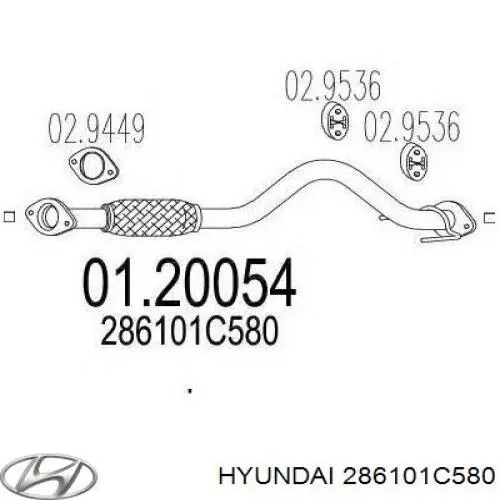 Compre 286101C580 Hyundai/Kia Silenciador, parte dianteira