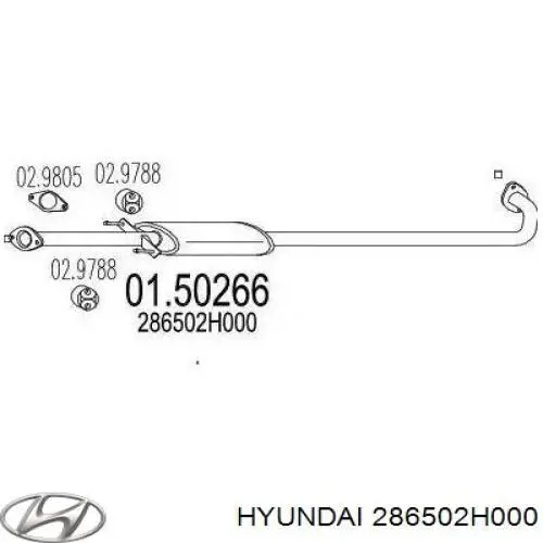 Silenciador, parte central Hyundai/Kia 286502H000 preço, a partir de 78,26 USD