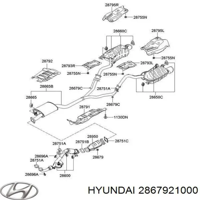 2867921000 Hyundai/Kia Porca de tubo coletor de escape