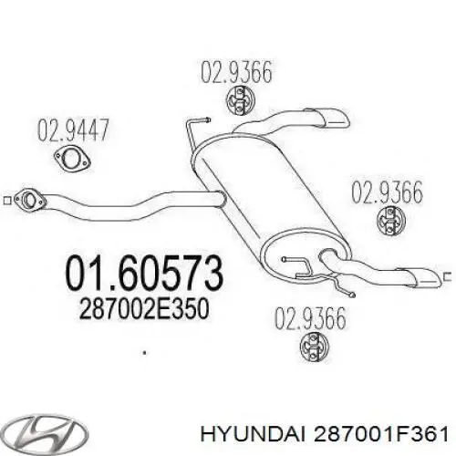 Silenciador, parte traseira Hyundai/Kia 287001F361 preço, a partir de 178,45 USD