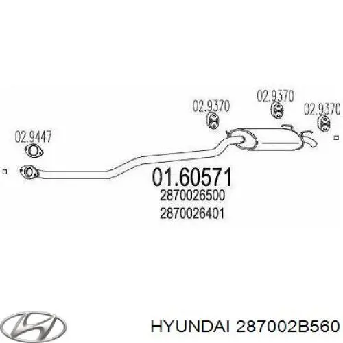 287002B560 Hyundai/Kia Silenciador, parte traseira