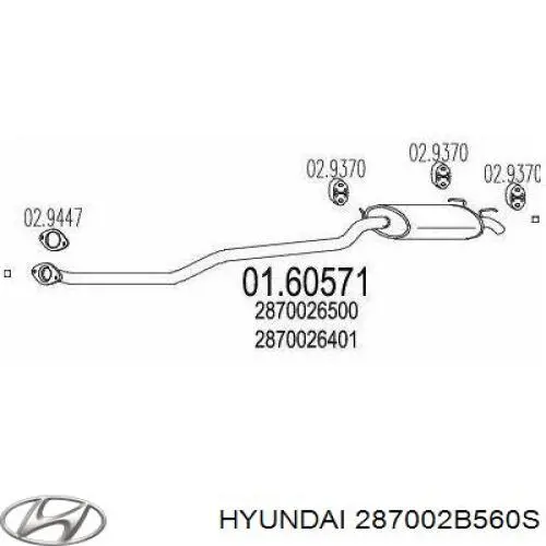 287002B560S Hyundai/Kia Silenciador, parte traseira
