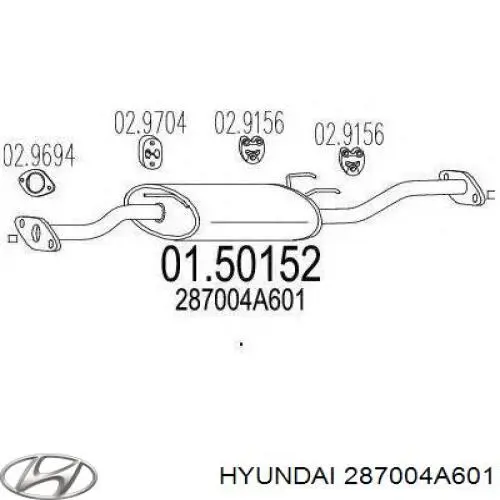 Silenciador, parte central Hyundai/Kia 287004A601 preço, a partir de 105,20 USD