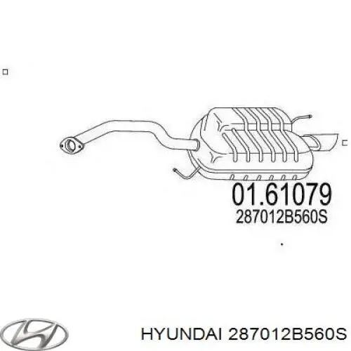 287012B560S Hyundai/Kia Silenciador, parte traseira