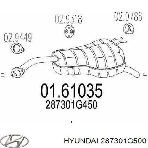 Silenciador, parte traseira KIA Rio II JB