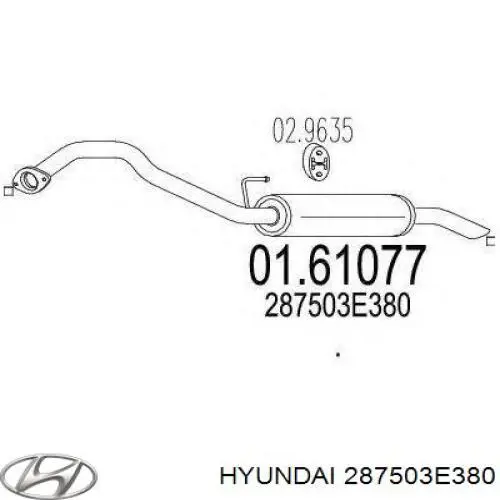 287503E380 Hyundai/Kia Silenciador, parte traseira