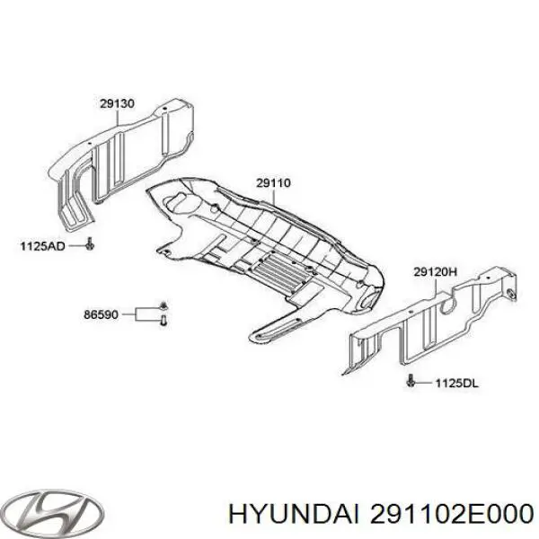 291102E000 Hyundai/Kia Proteção de motor dianteira