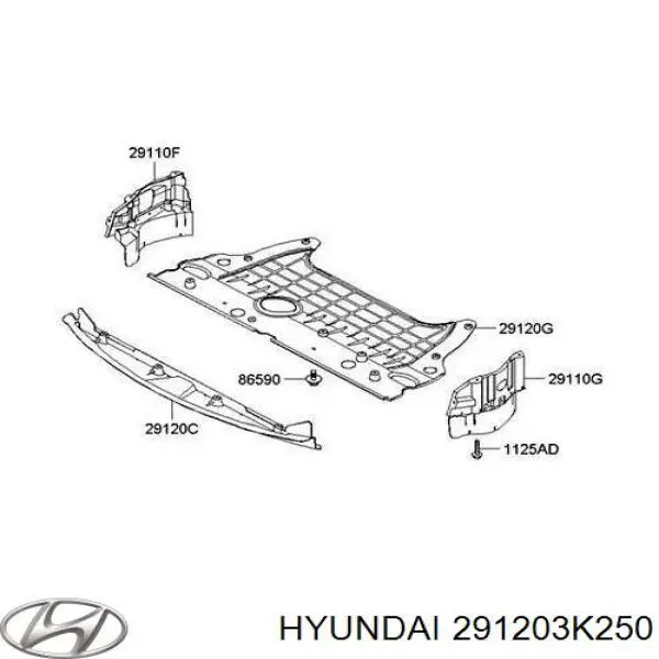 Proteção de motor, de panela (da seção de motor) para Hyundai Sonata V NF