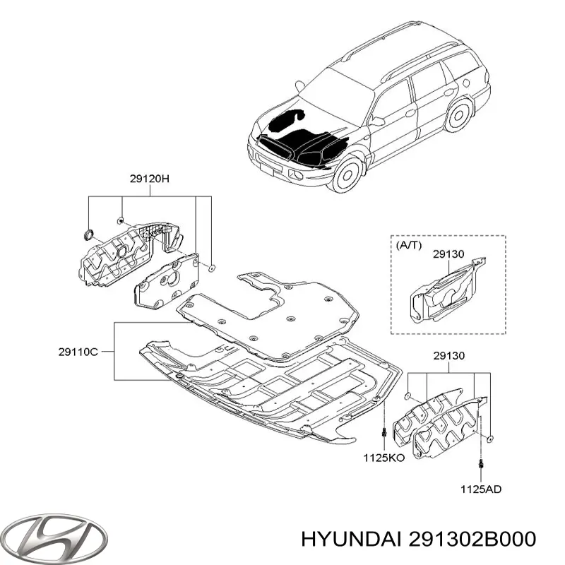 Proteção de motor esquerdo Hyundai/Kia 291302B000 preço, a partir de 21,61 USD